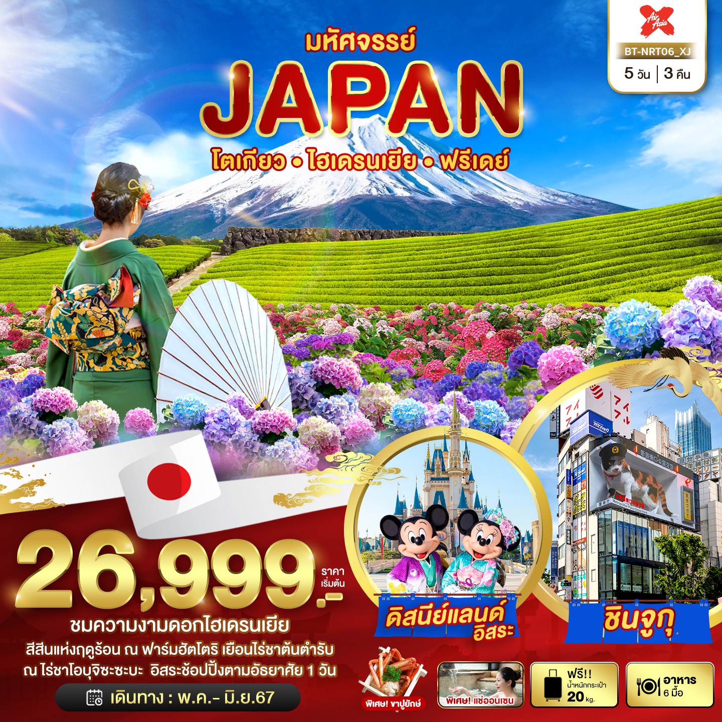 JPN01.01---BT-NRT06_XJ มหัศจรรย์ JAPAN โตเกียว ไฮเดรนเยีย ฟรีเดย์